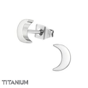 Titanium Crescent Moon Ear Studs